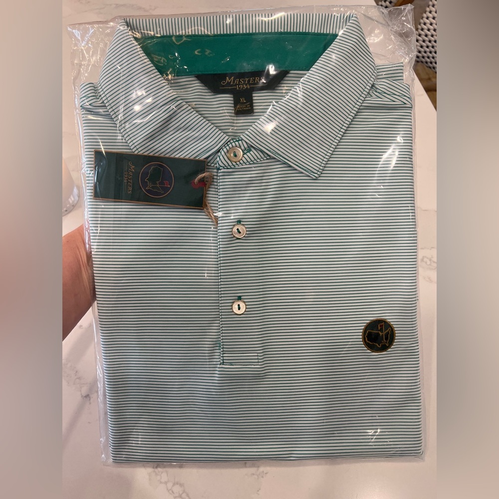 NWT Masters polo XL Berckman’s Place NIB striped green and white